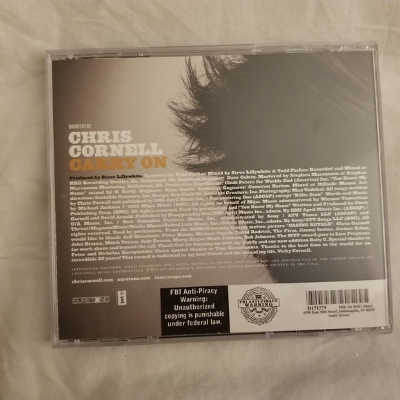 'Carry On' CD - Chris Cornell - Picture 2 of 3